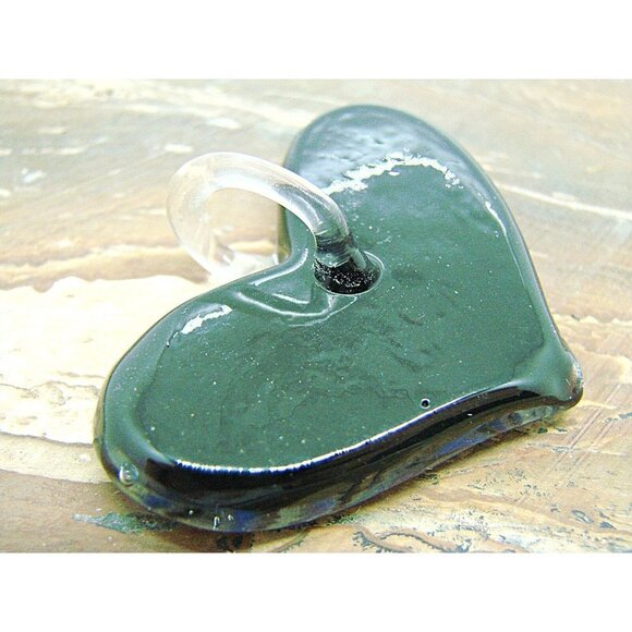 Heart Shaped Lampwork Glass Art Pendant Charm Purple Blue Tone Swirl Design - Picture 3 of 6